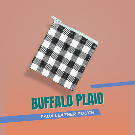 Buffalo Plaid- Small  Faux Leather Pouch